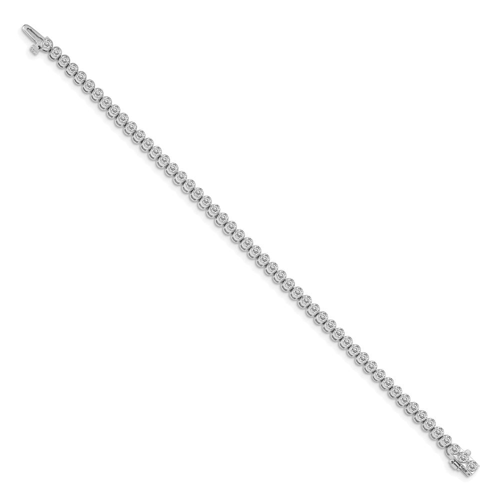 14k White Gold Complete 3.06 carat Round A Diamond 2-prong Tennis Bracelet