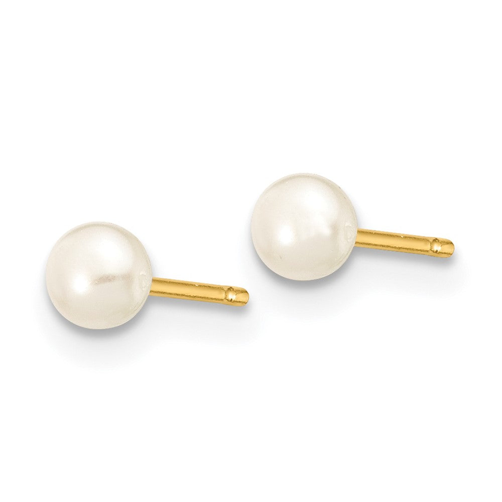 14k 3- White Button Freshwater Cultured Pearl Stud Post Earrings