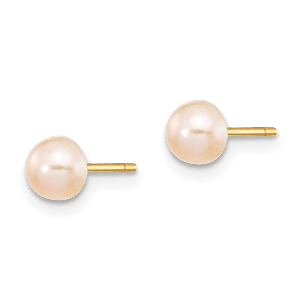 14k 4- Pink Freshwater Cultured Button Pearl Stud Post Earrings