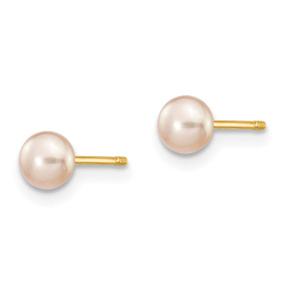 14K 4- Purple Freshwater Cultured Button Pearl Stud Post Earrings