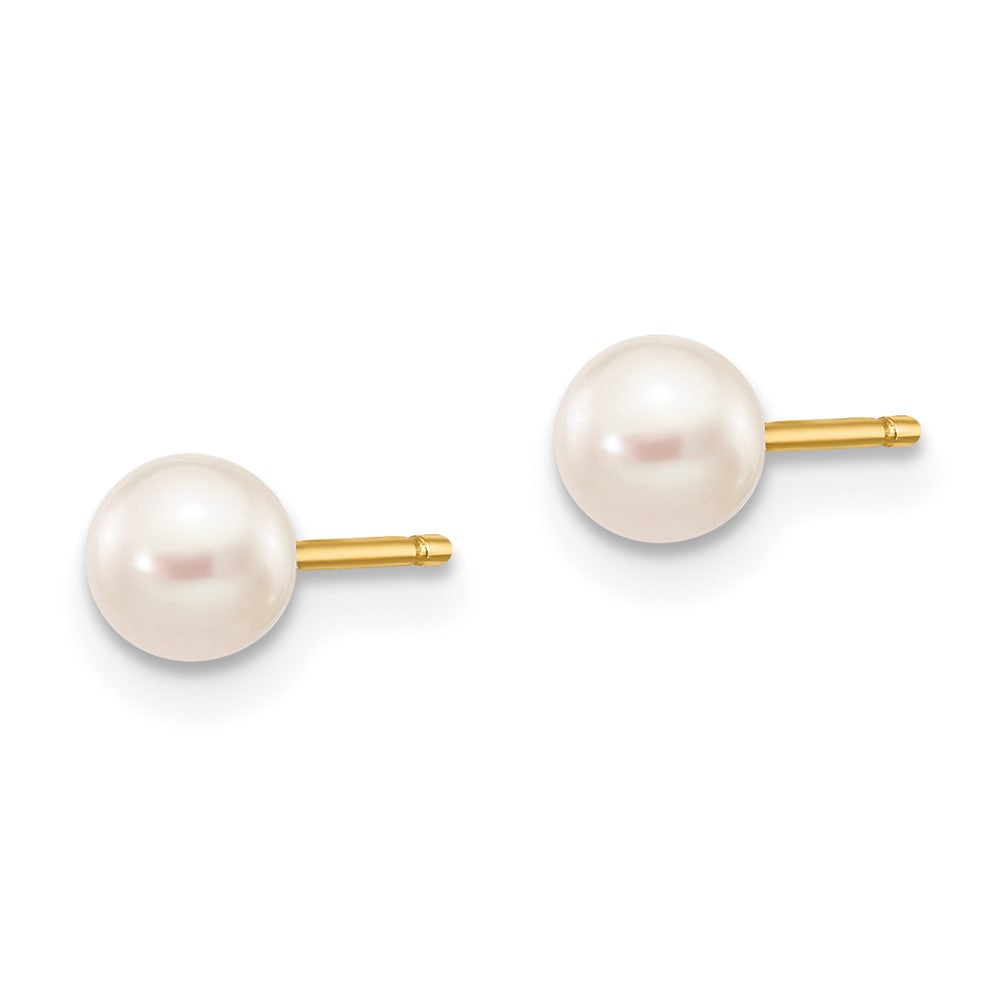 14k 4- White Round Freshwater Cultured Pearl Stud Post Earrings