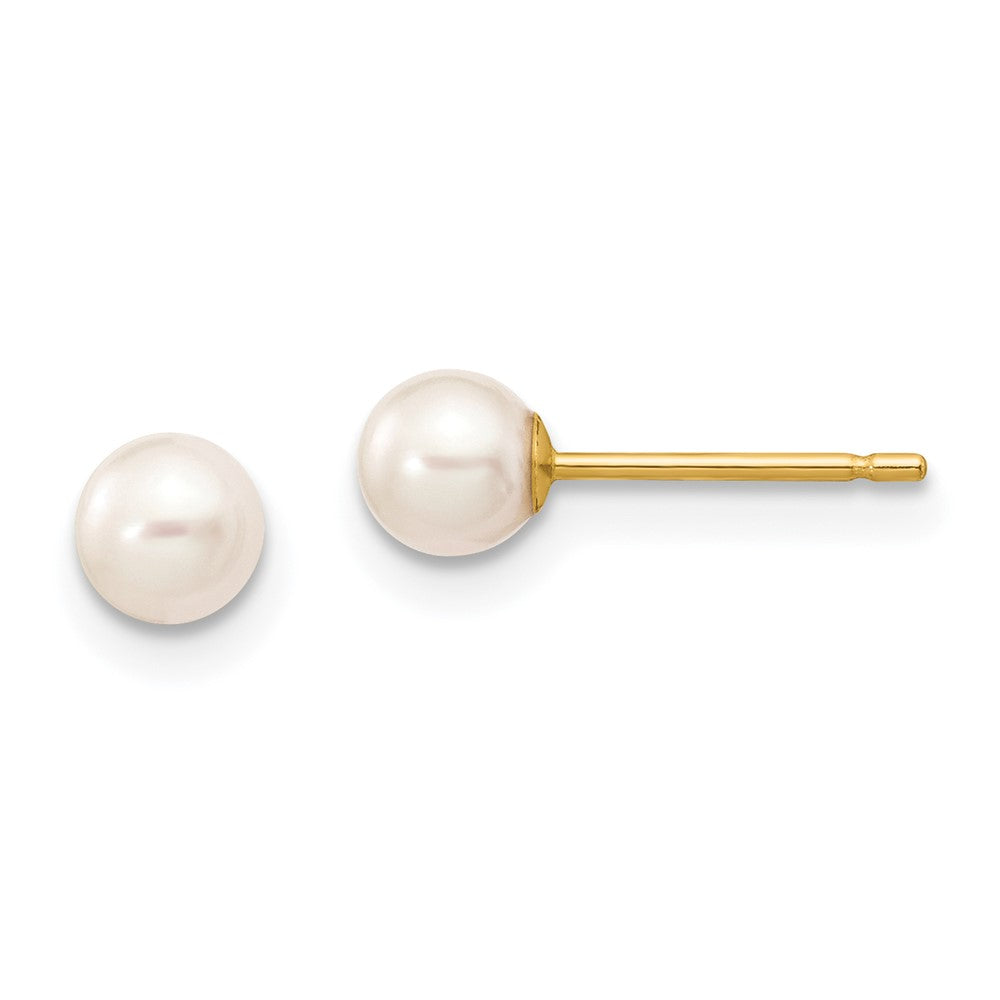 14k 4- White Round Freshwater Cultured Pearl Stud Post Earrings