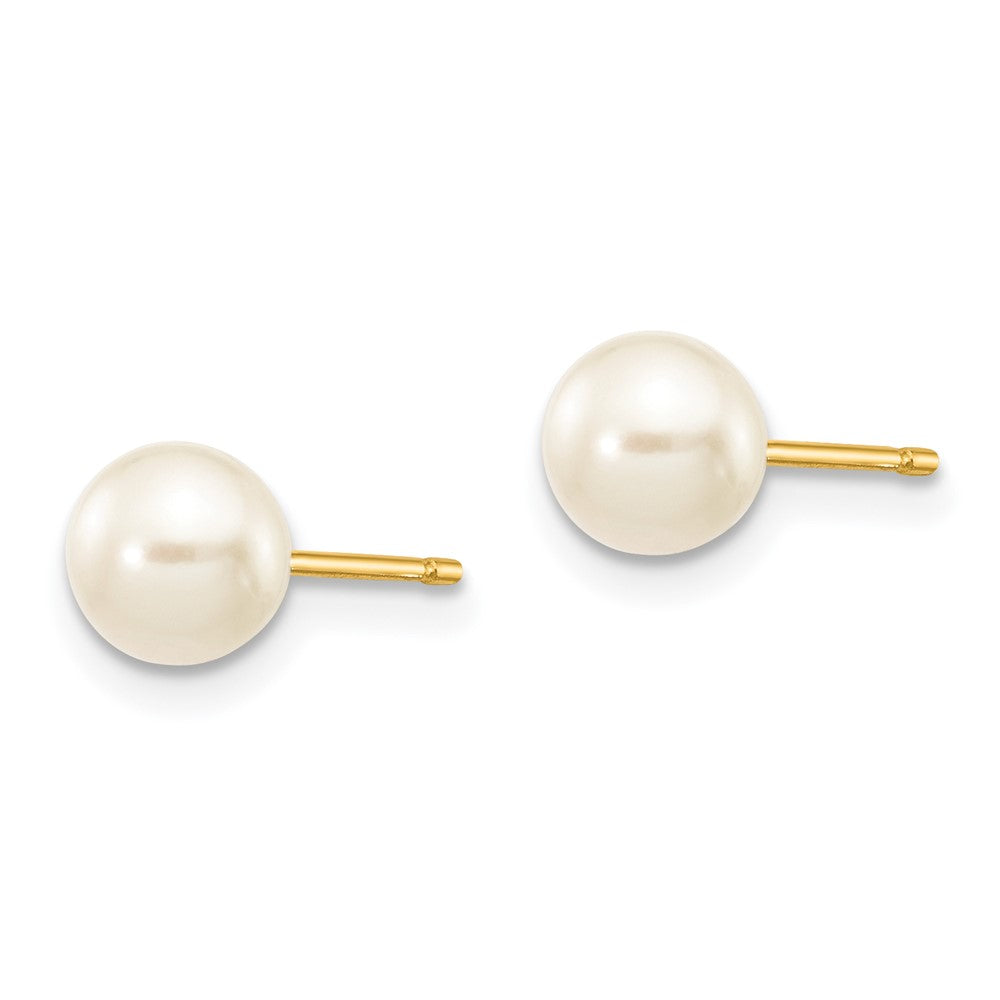 14k 5- White Round Freshwater Cultured Pearl Stud Post Earrings