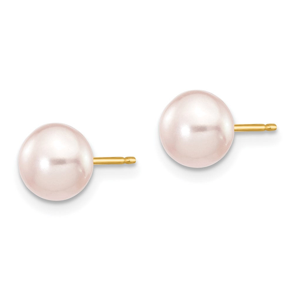 14k 6- Purple Button Freshwater Cultured Pearl Stud Post Earrings
