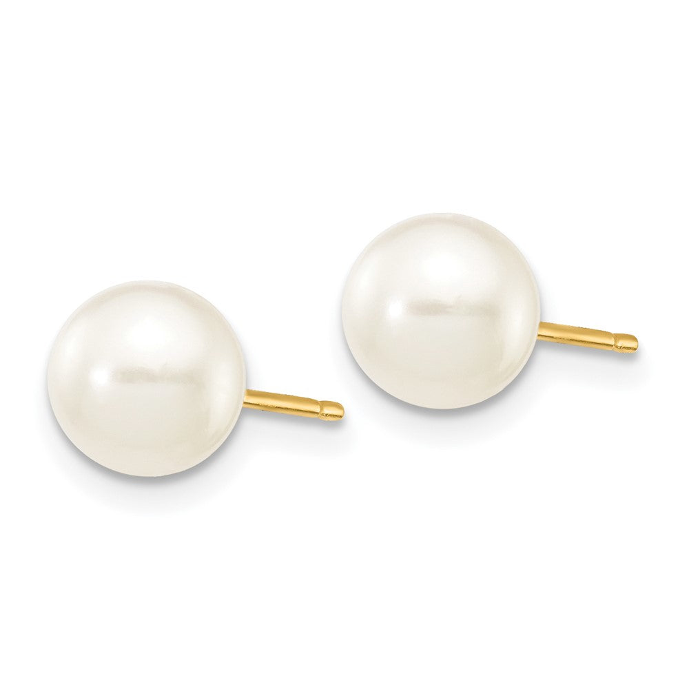 14k 6- White Round Freshwater Cultured Pearl Stud Post Earrings