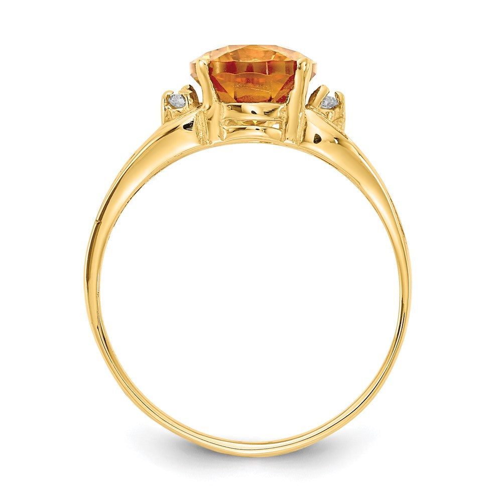 14k 9x Oval Citrine and AAA Diamond Ring