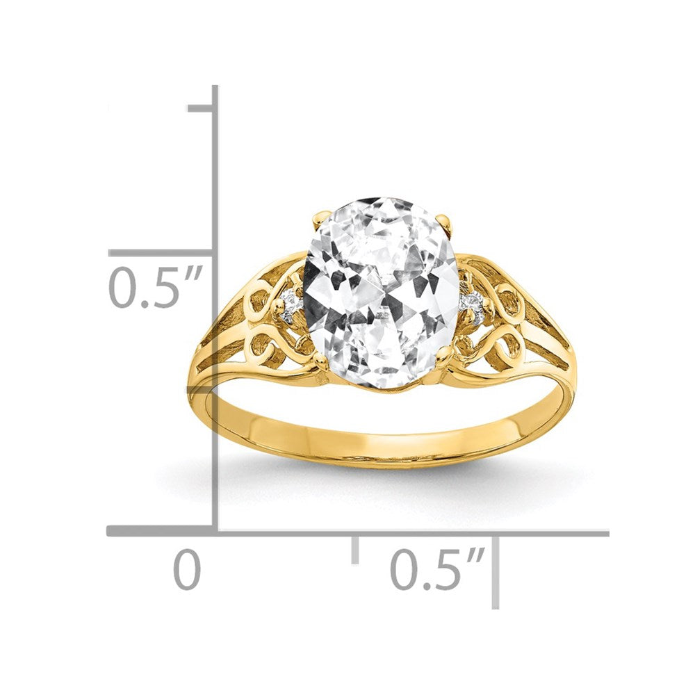 14k 9x Oval Cubic Zirconia A Diamond ring