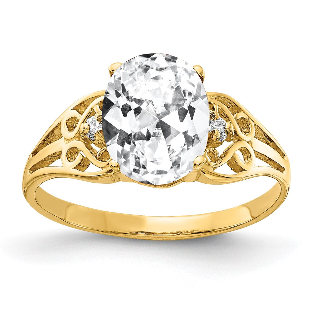 14k 9x Oval Cubic Zirconia A Diamond ring