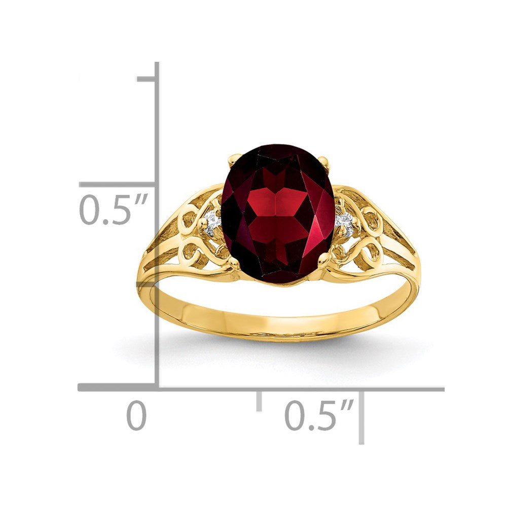 14k 9x Oval Garnet A Diamond ring