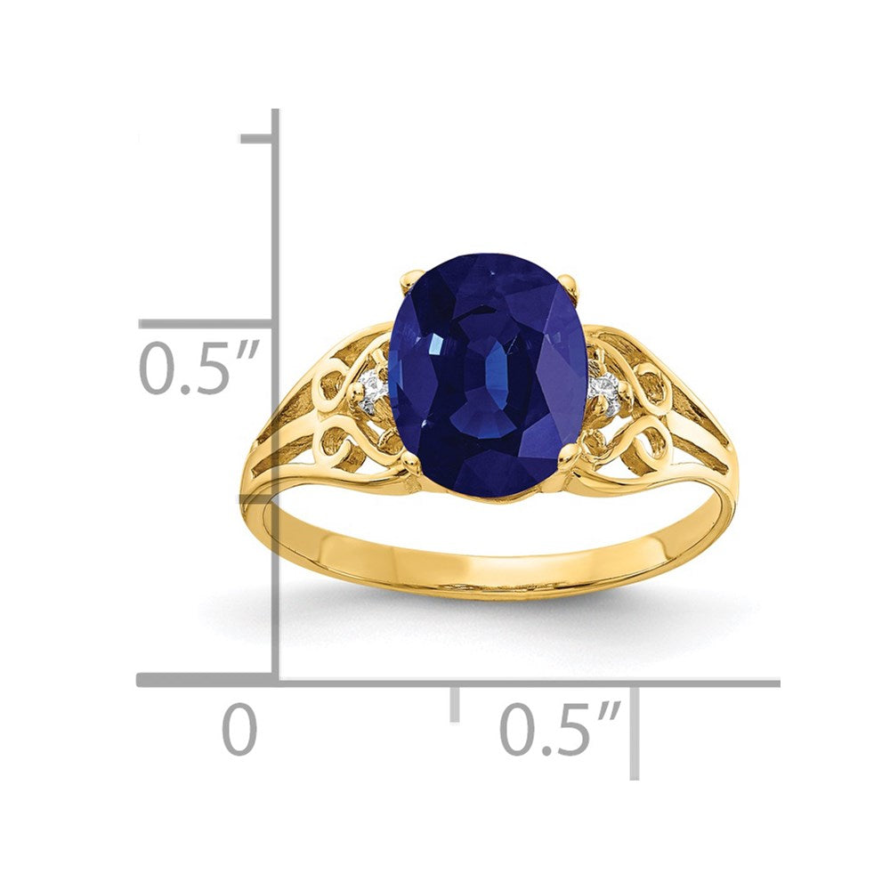 14k 9x Oval Sapphire A Diamond ring