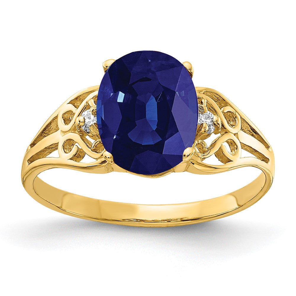 14k 9x Oval Sapphire A Diamond ring