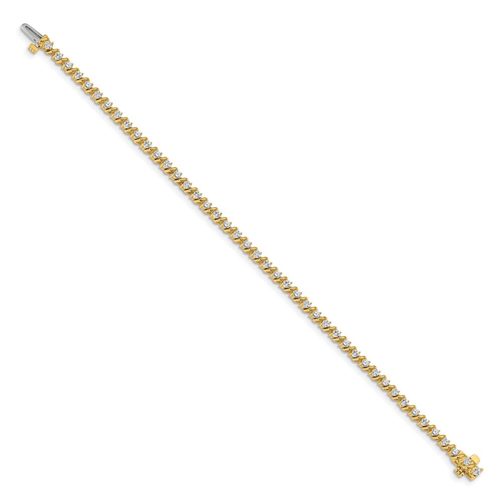 14k Complete 2 carat Round AA Diamond Swirled 2-prong Tennis Bracelet