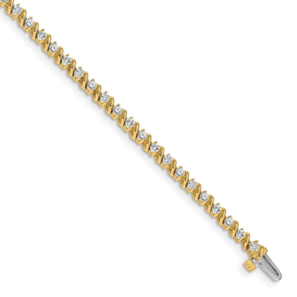 14k Complete 2 carat Round AA Diamond Swirled 2-prong Tennis Bracelet
