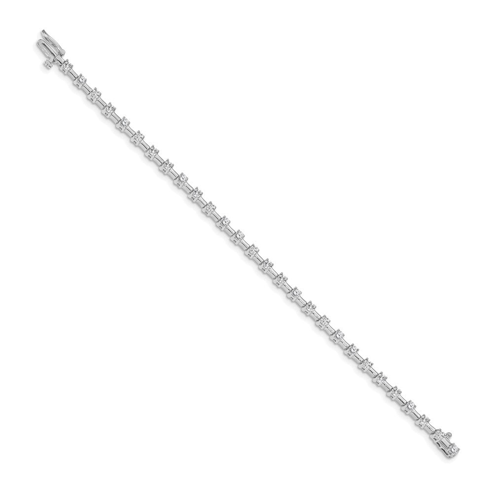14k White Gold Complete 2 carat Round VS Diamond Bar Link Tennis Bracelet