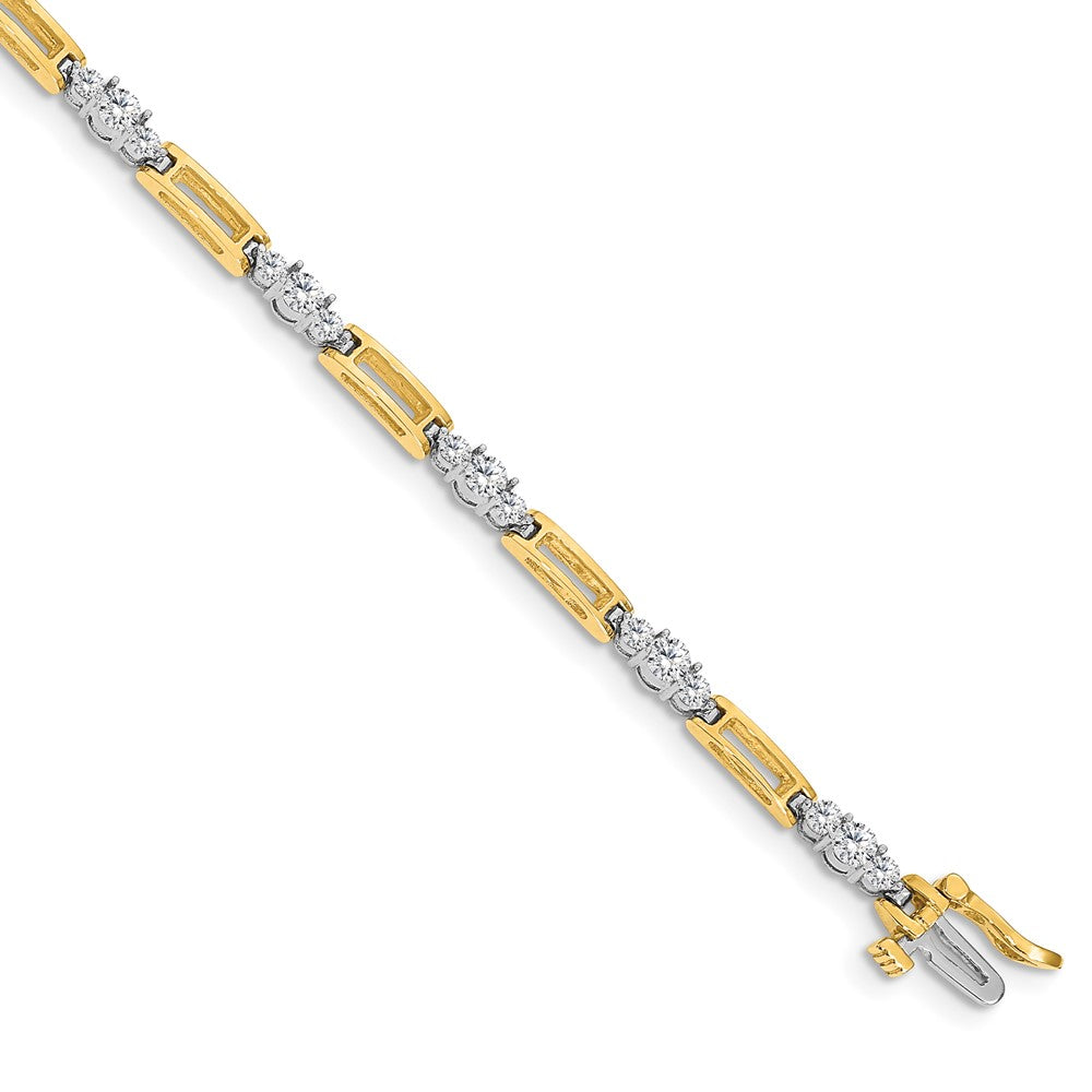 14k Two-tone Complete 2.1 carat Round A Diamond Bar Link Tennis Bracelet
