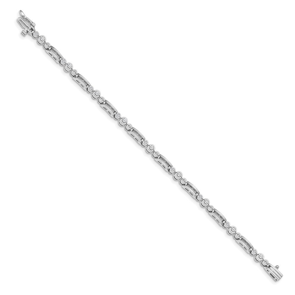 14k White Gold AA Diamond Fancy Link Tennis Bracelet