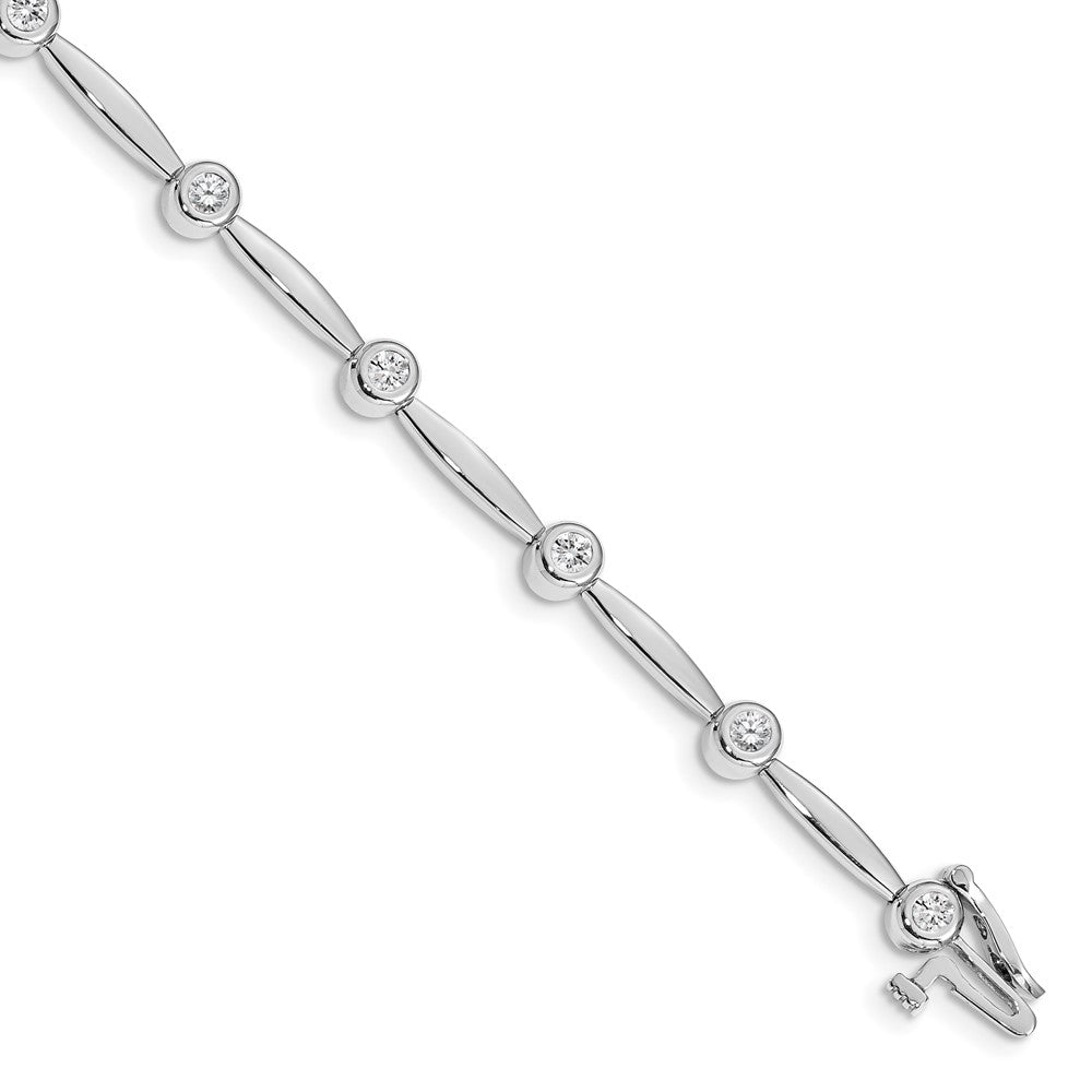 14k White Gold AAA Diamond Bar Link Bracelet