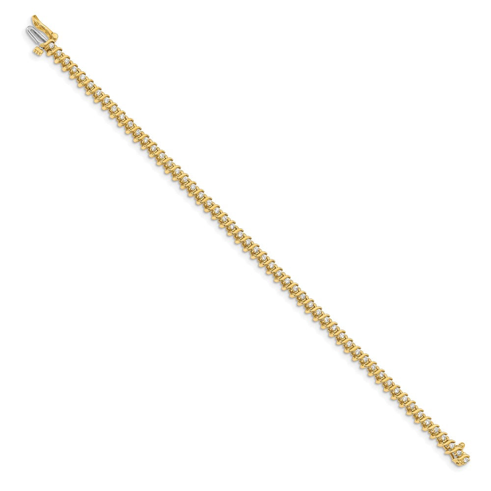 14k Complete 7/8 carat Round AAA Diamond 2-prong S-link Tennis Bracelet