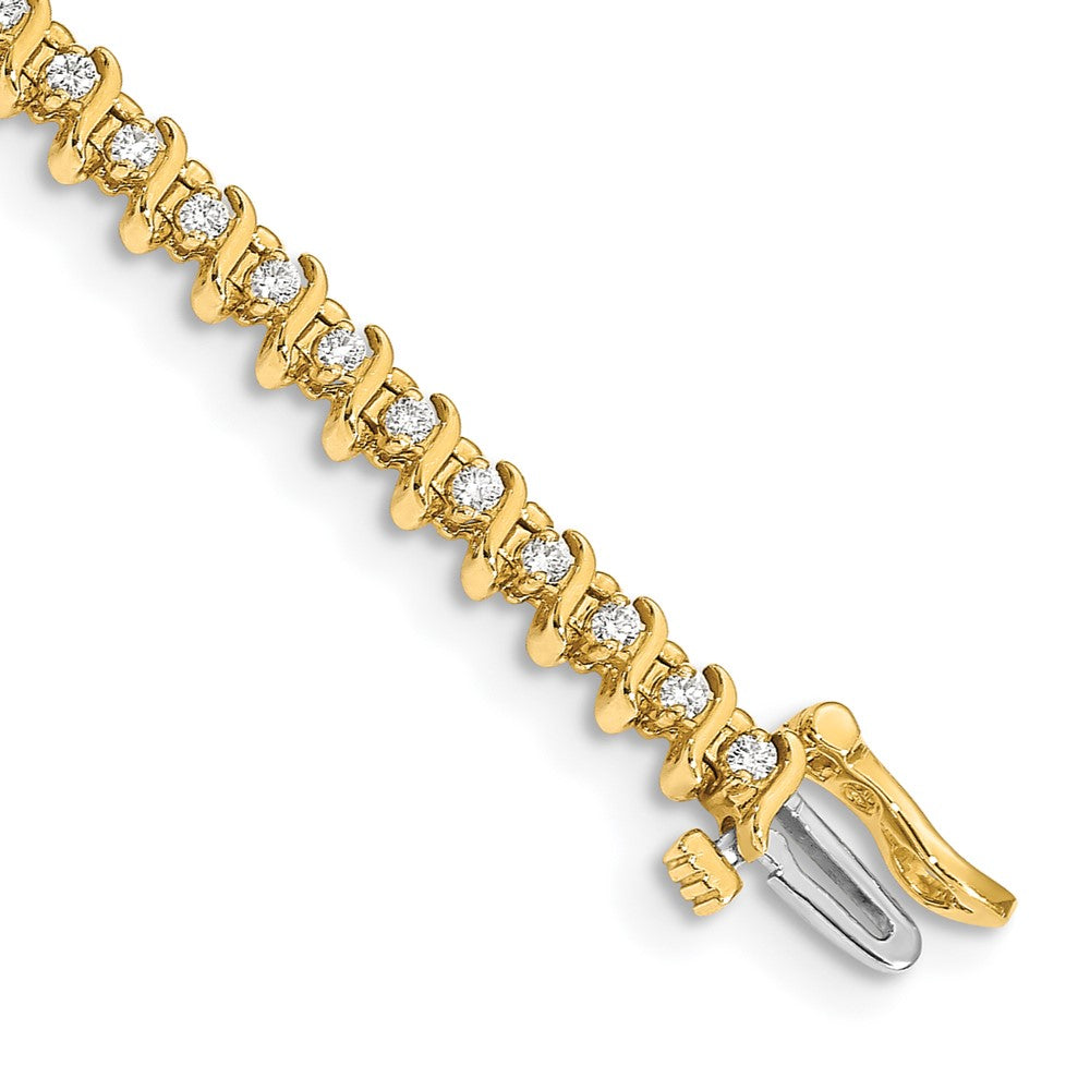 14k Complete 7/8 carat Round A Diamond 2-prong S-link Tennis Bracelet