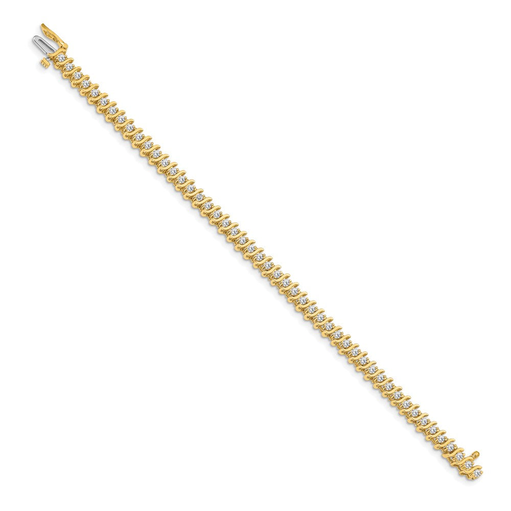14k Complete 2 carat Round A Diamond 2-prong S-link Tennis Bracelet