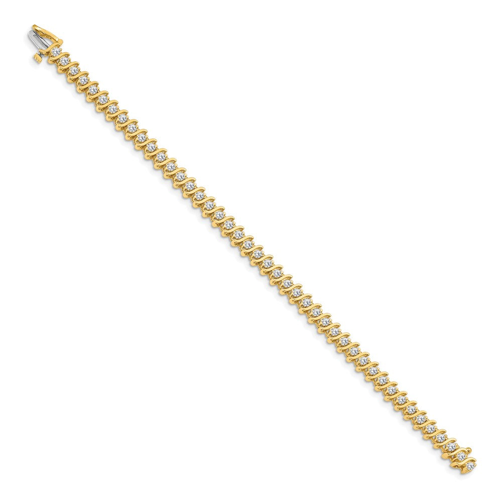 14k Complete 3.08 carat Round AA Diamond 2-prong S-link Tennis Bracelet
