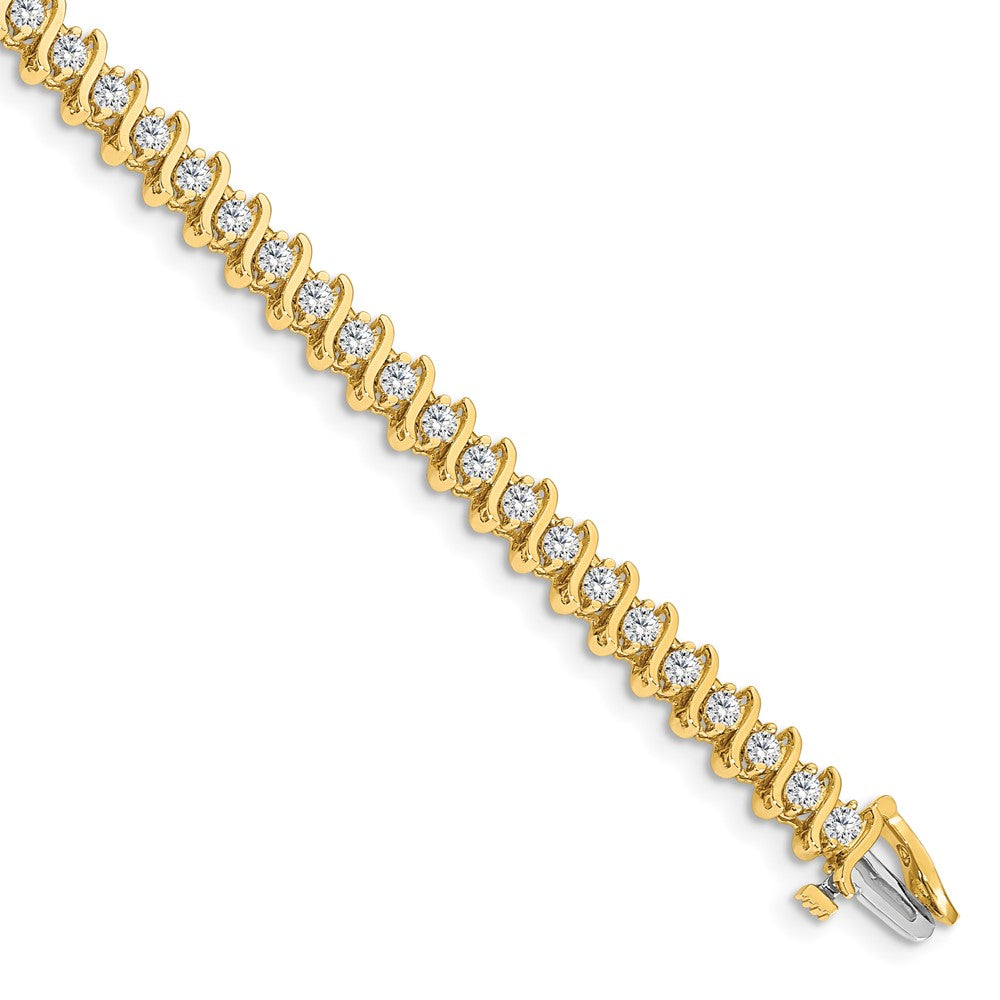 14k Complete 3.08 carat Round VS Diamond 2-prong S-link Tennis Bracelet