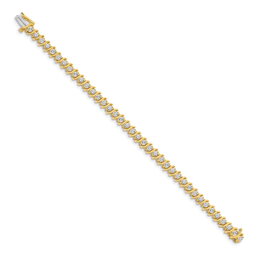 14k Complete 3.9 carat Round AA Diamond 2-prong S-link Tennis Bracelet