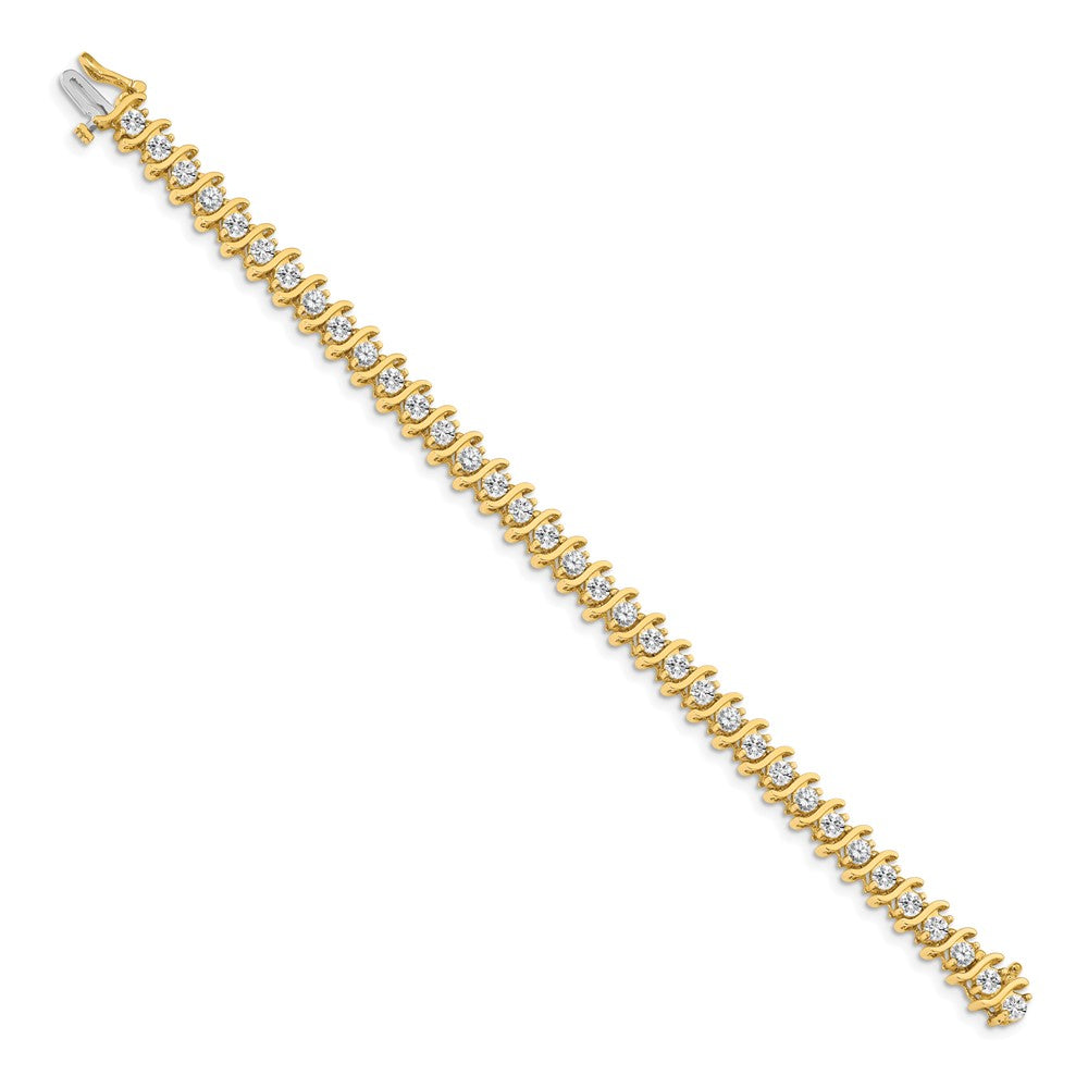 14k Complete 5.95 carat Round AA Diamond 2-prong S-link Tennis Bracelet