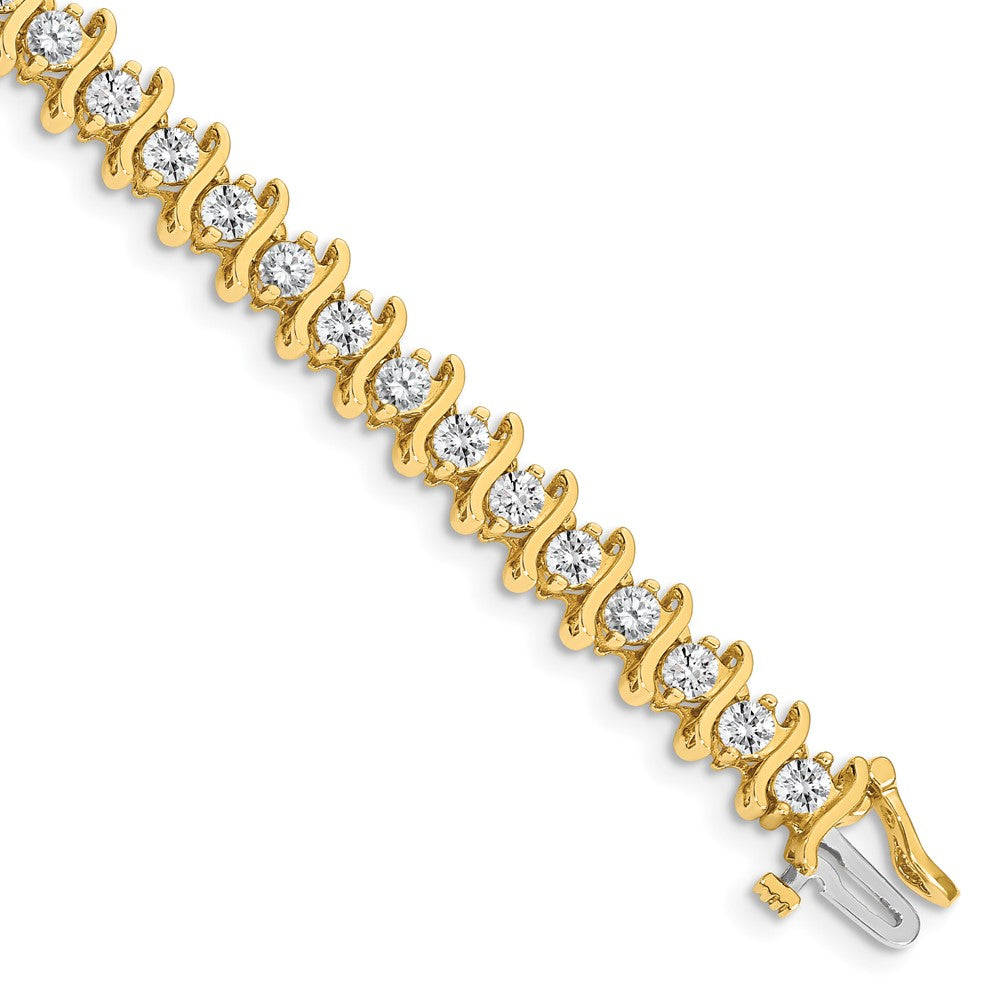 14k Complete 5.95 carat Round VS Diamond 2-prong S-link Tennis Bracelet