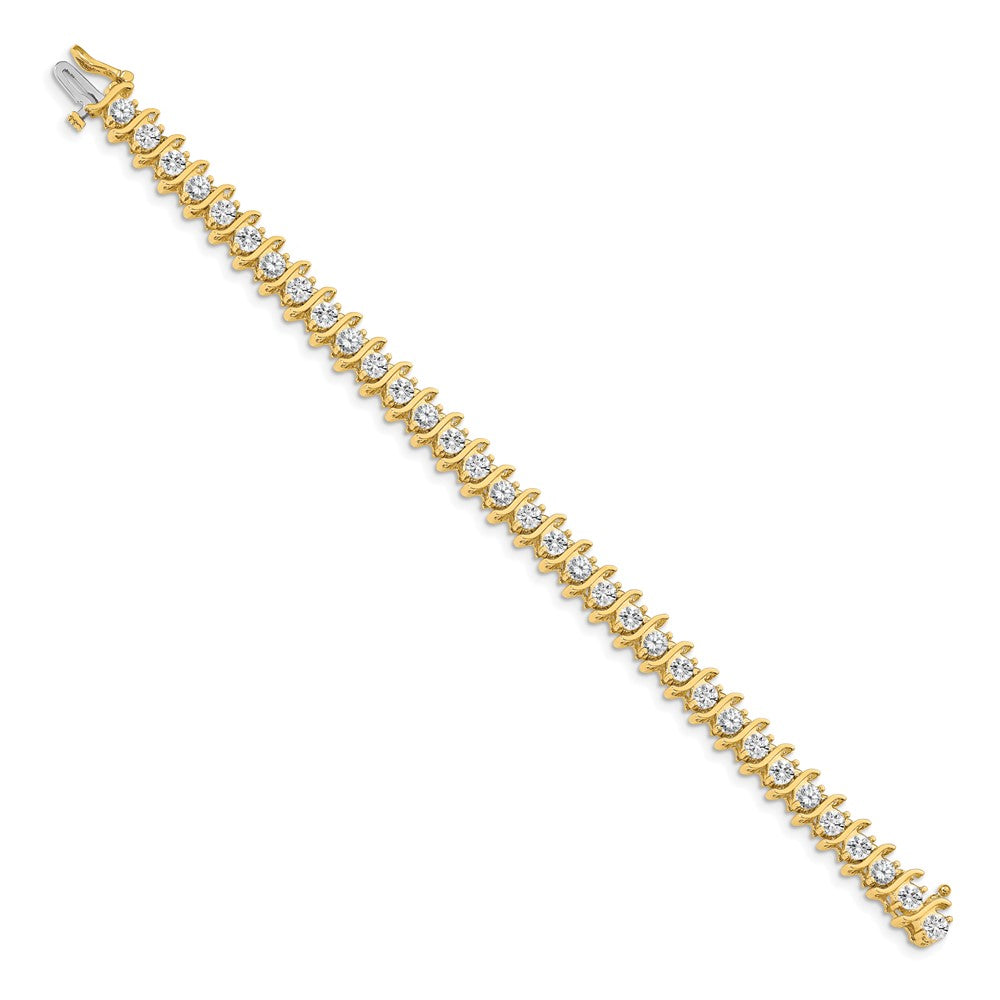 14k Complete 7.19 carat Round AAA Diamond 2-prong S-link Tennis Bracelet