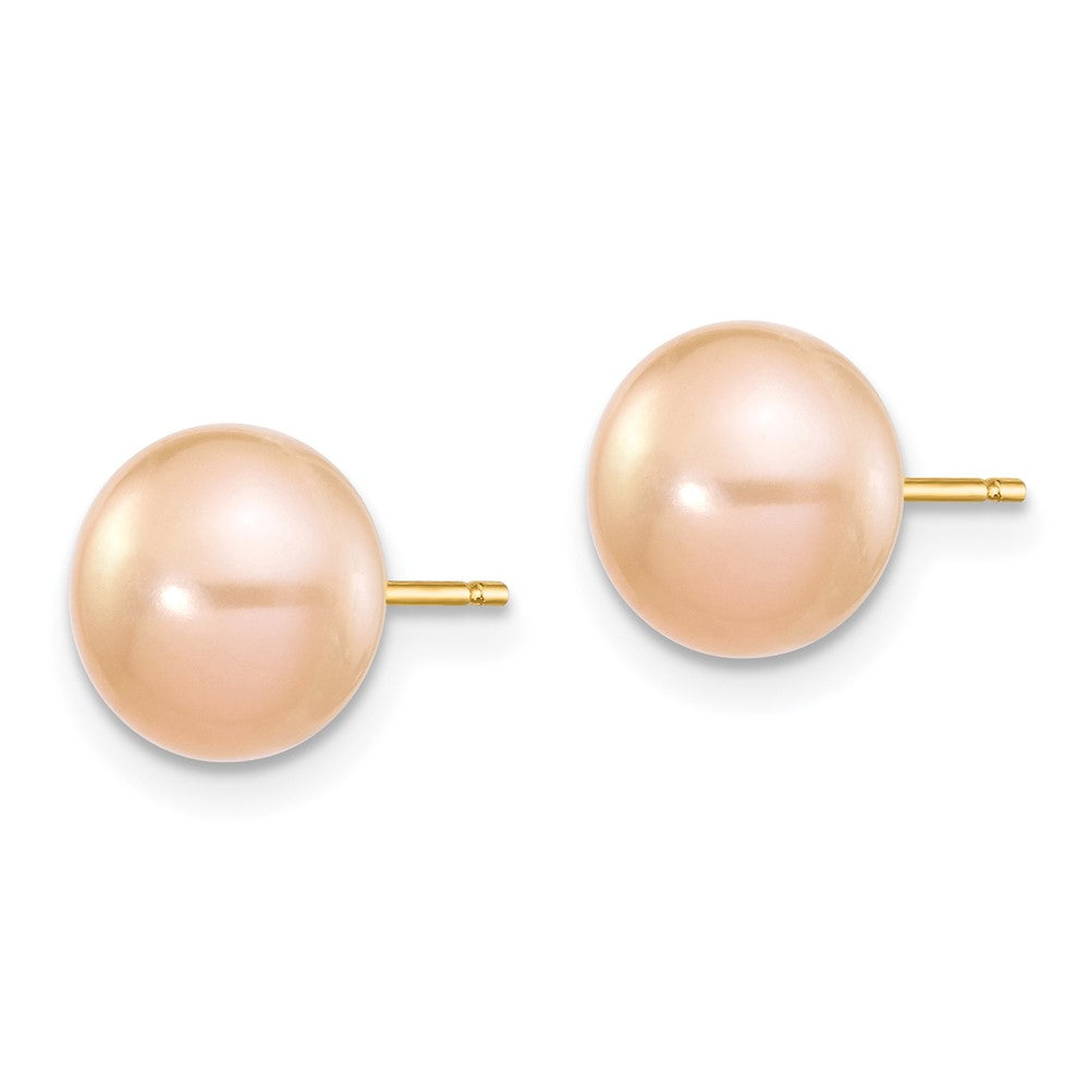 14k 7- Pink Button Freshwater Cultured Pearl Stud Post Earrings