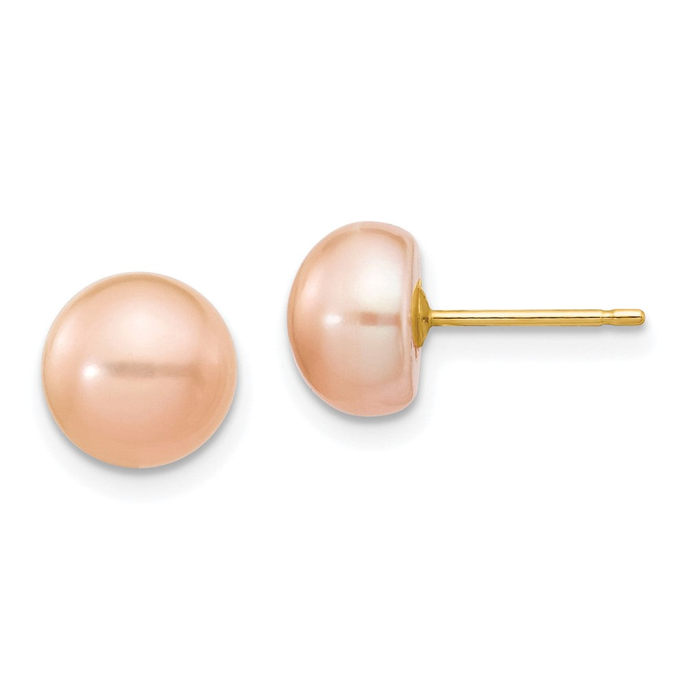 14k 7- Pink Button Freshwater Cultured Pearl Stud Post Earrings