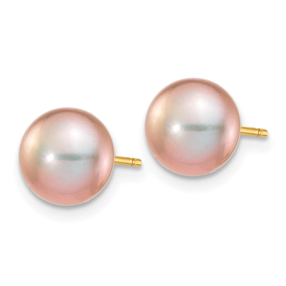 14k 7- Purple Button Freshwater Cultured Pearl Stud Post Earrings