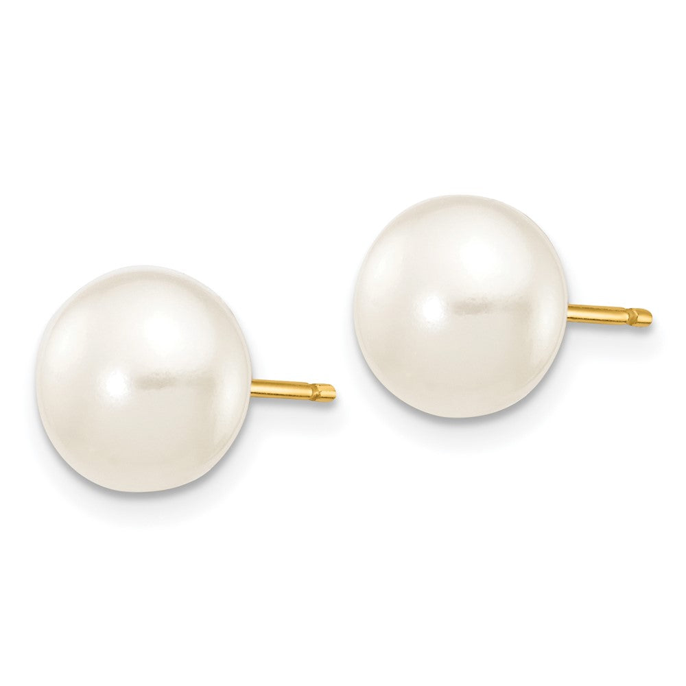 14k 7- White Button Freshwater Cultured Pearl Stud Post Earrings