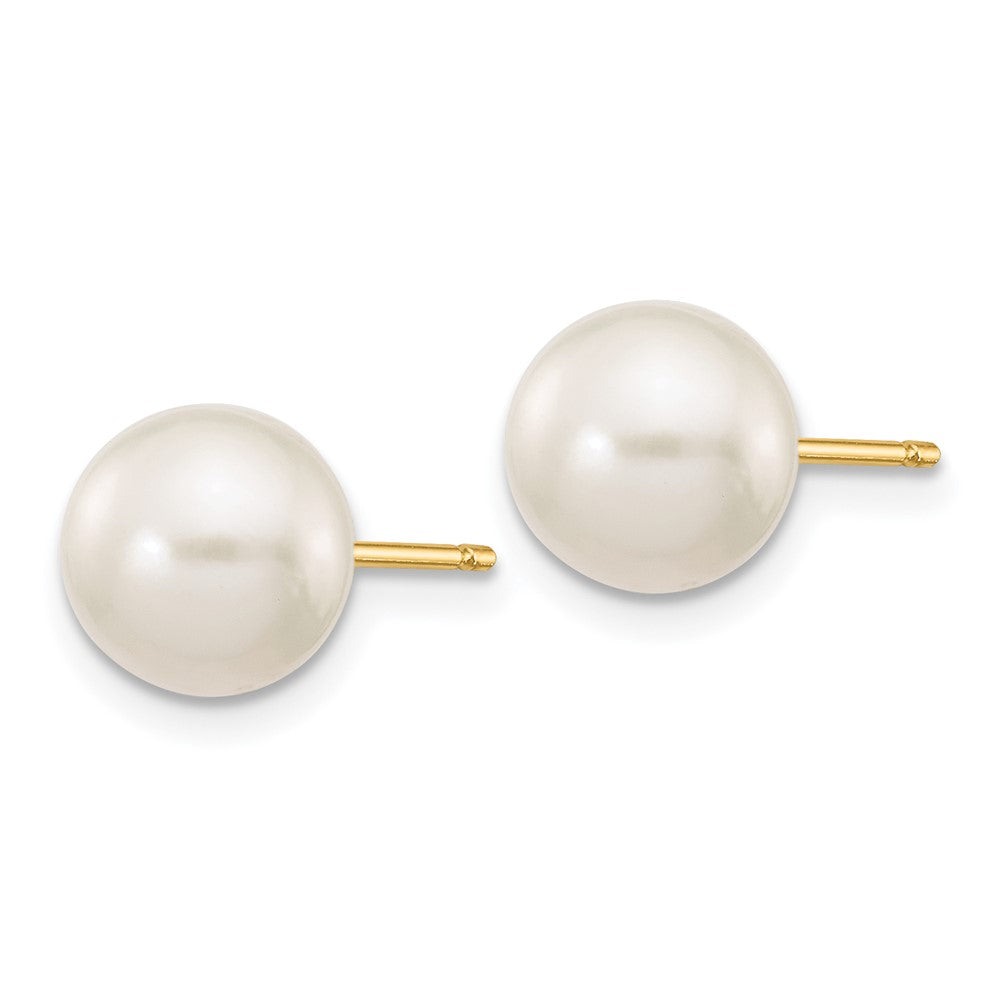 14k 7- White Round Freshwater Cultured Pearl Stud Post Earrings