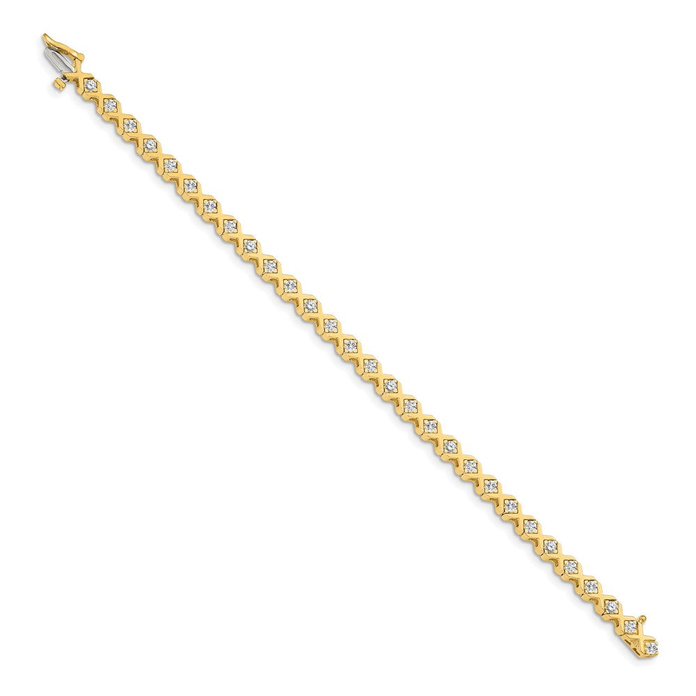 14k Complete 2 carat Round A Diamond 4-prong X-design Tennis Bracelet