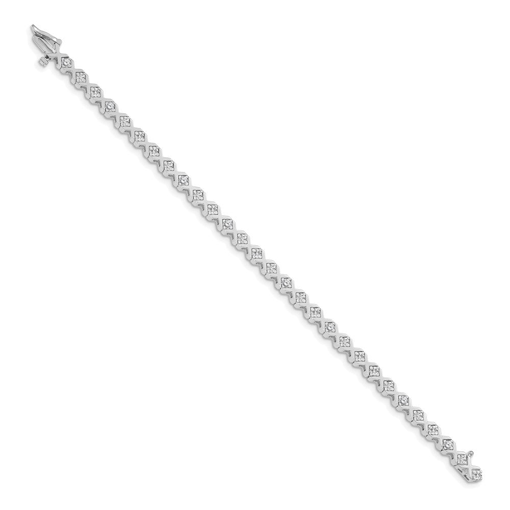 14k White Gold Complete 2 carat Round VS Diamond 4-prong X-design Tennis Bracelet