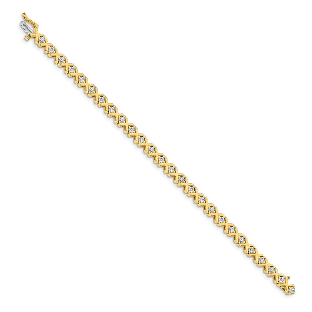 14k Complete 2.4 carat Round AA Diamond 4-prong X-design Tennis Bracelet