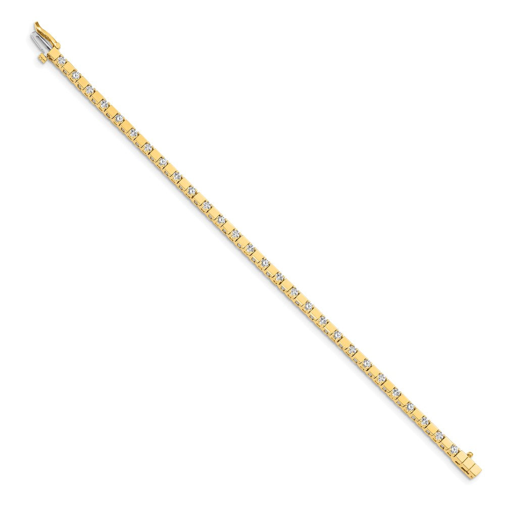 14k Complete 1.1 carat Round A Diamond Square Link Tennis Bracelet