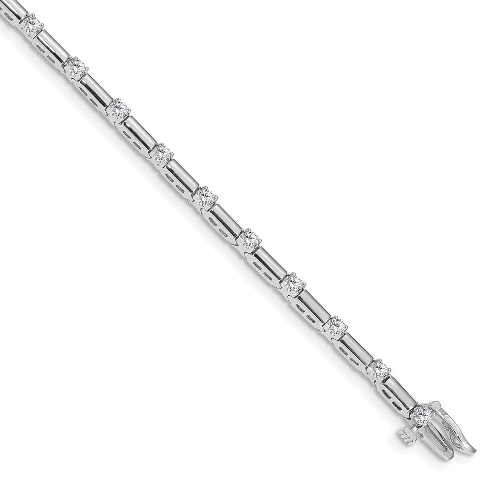 14k White Gold Complete 1 carat Round AA Diamond Bar Link Tennis Bracelet