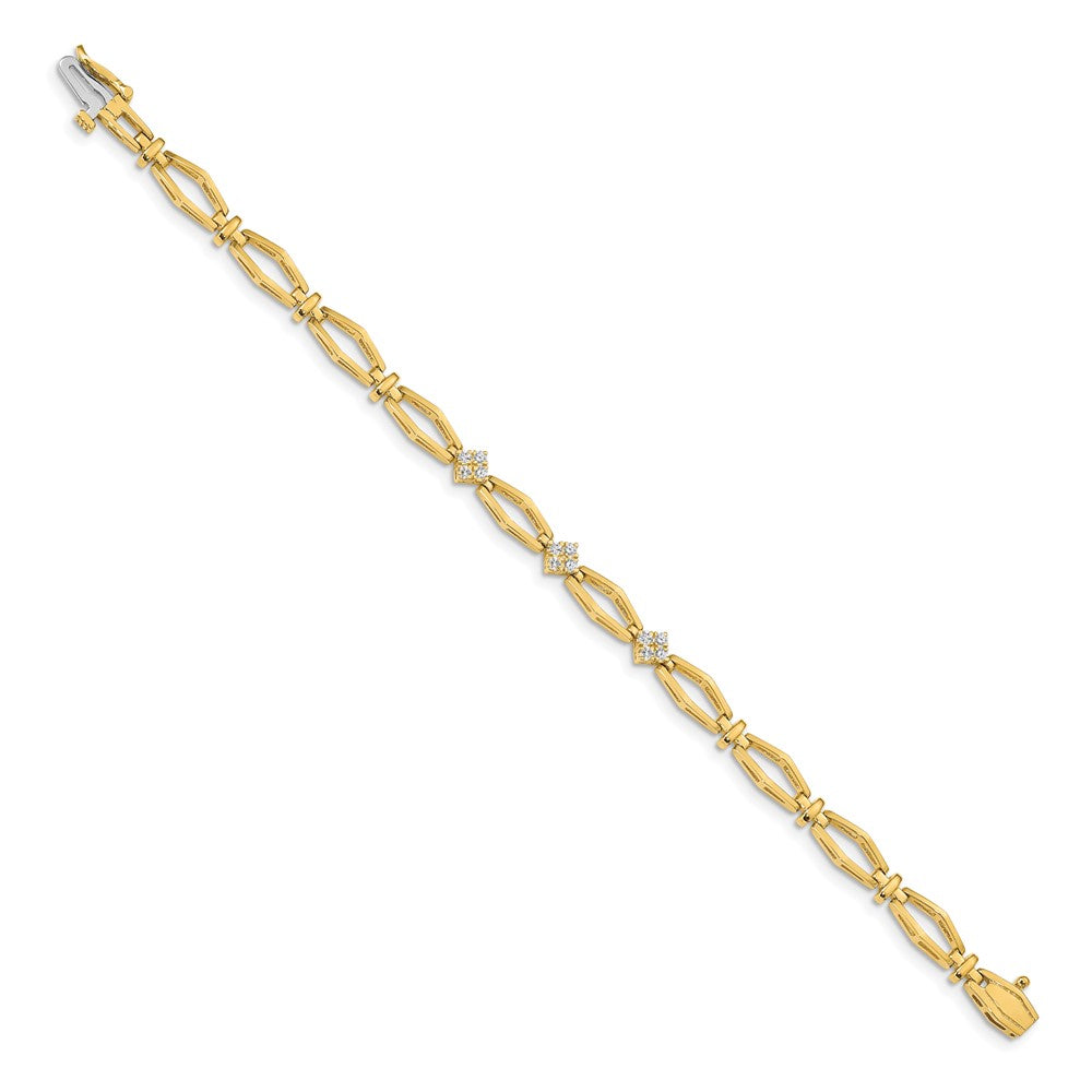14k Complete 1/5 carat Round AA Diamond Cluster Fancy Bracelet