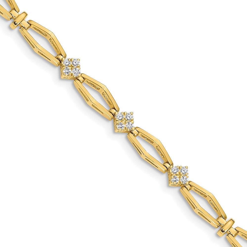 14k Complete 1/5 carat Round AAA Diamond Cluster Fancy Bracelet