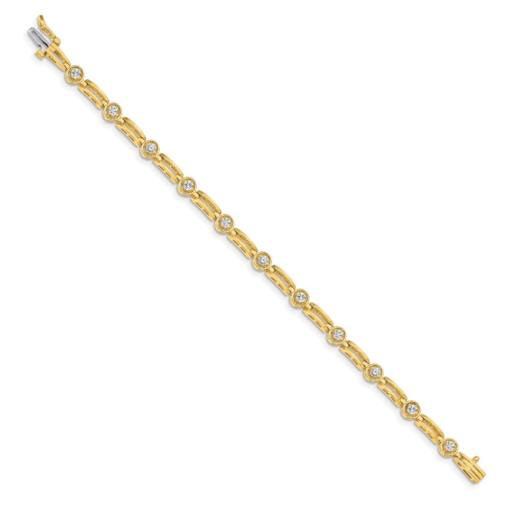 14k Complete 3/4 carat Round A Diamond 4-prong Bar Link Tennis Bracelet