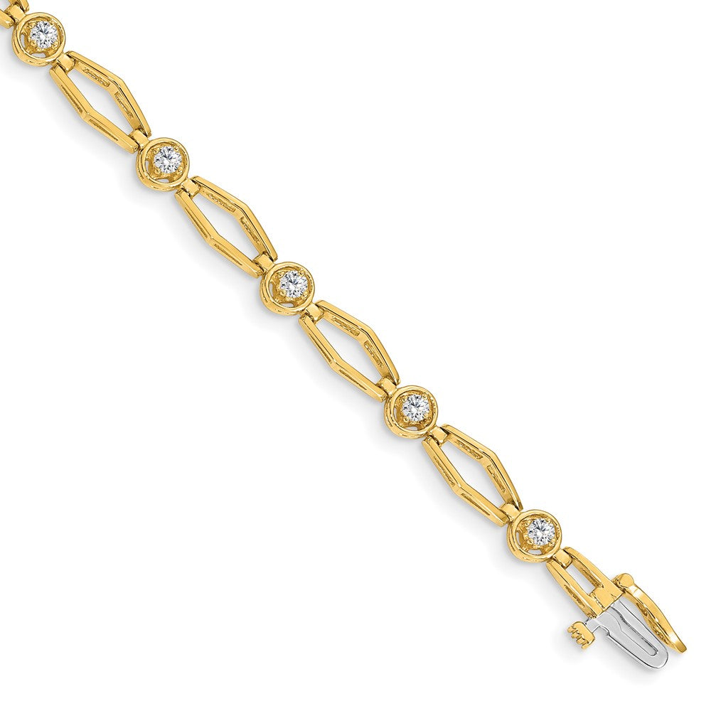 14k Complete 3/4 carat Round AA Diamond Fancy Link Bracelet
