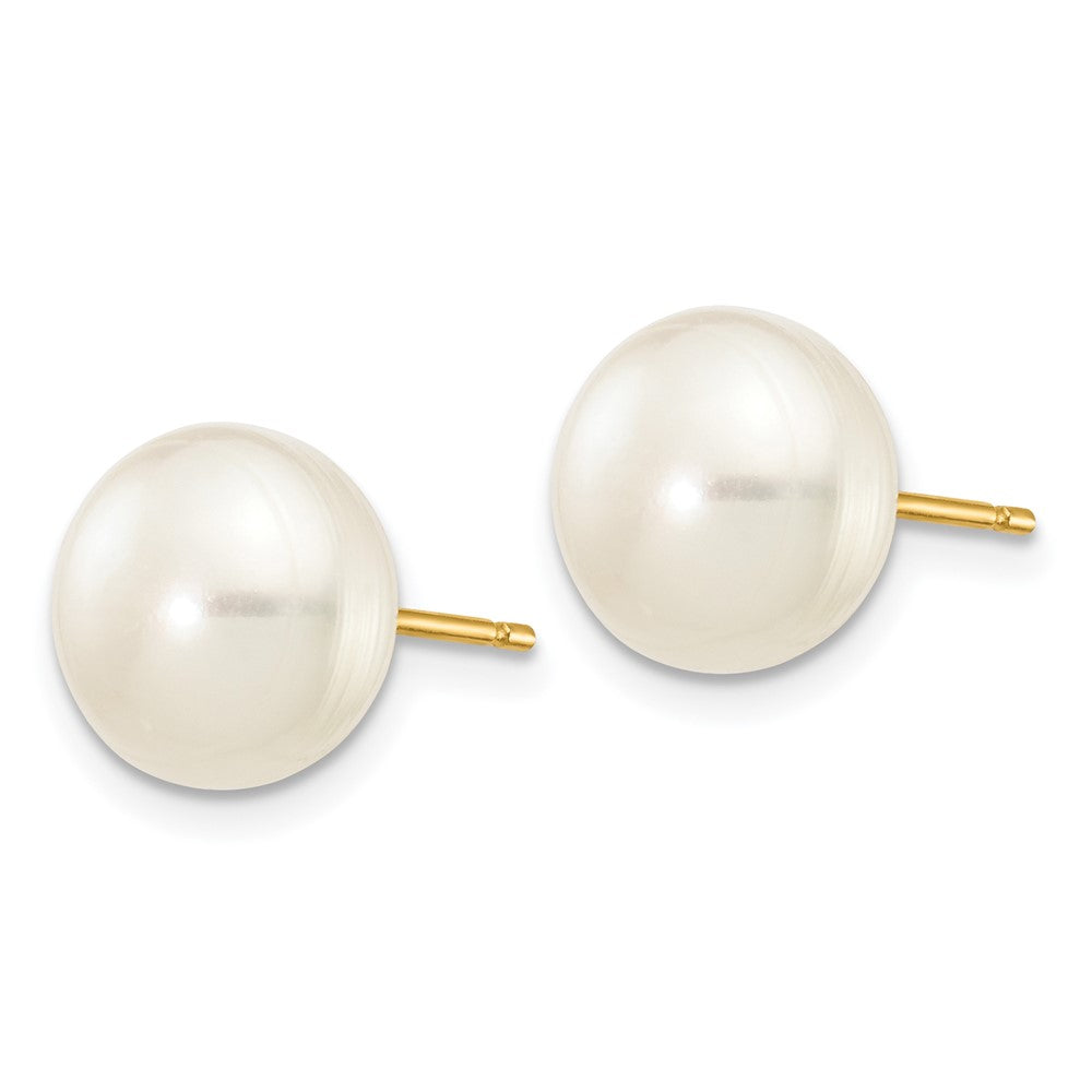 14k 8- White Button Freshwater Cultured Pearl Stud Post Earrings