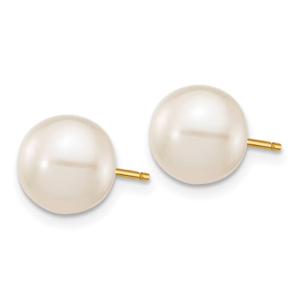 14k 8- White Round Freshwater Cultured Pearl Stud Post Earrings