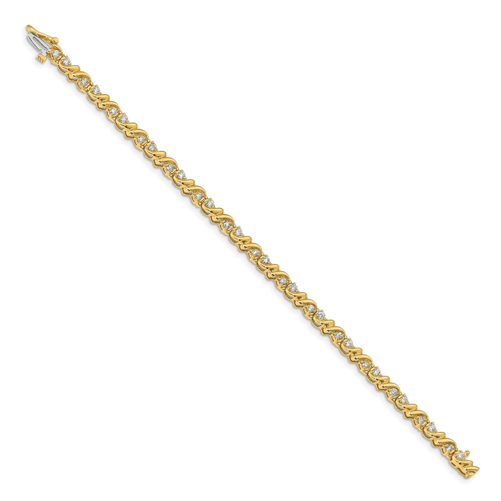 14k Complete 1.17 carat Round AA Diamond Fancy Swirl Tennis Bracelet