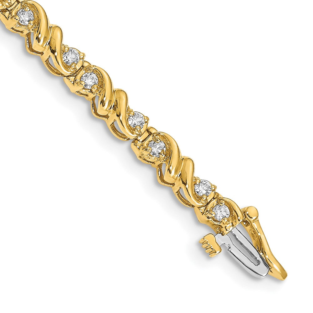 14k Complete 1.17 carat Round AA Diamond Fancy Swirl Tennis Bracelet