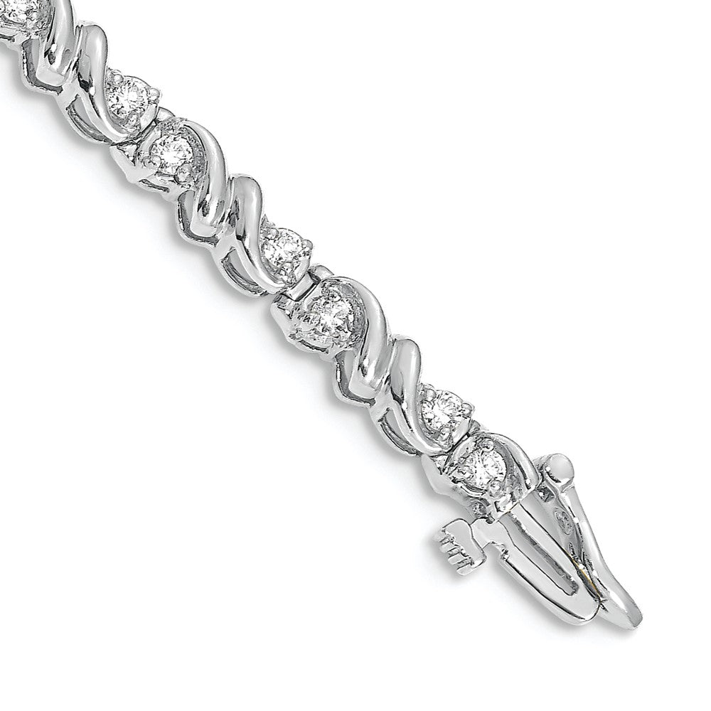14k White Gold Complete 1.17 carat Round AA Diamond Fancy Swirl Tennis Bracelet