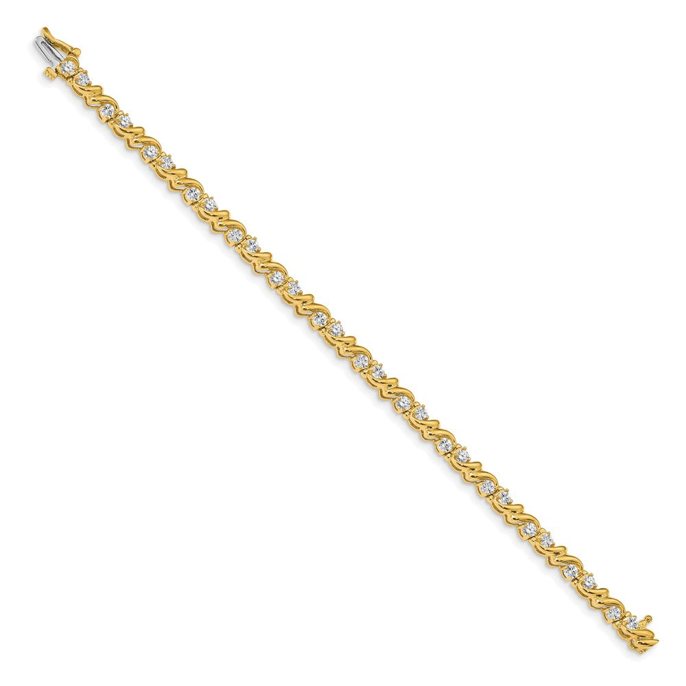 14k Complete 1.45 carat Round AA Diamond Fancy Swirl Tennis Bracelet